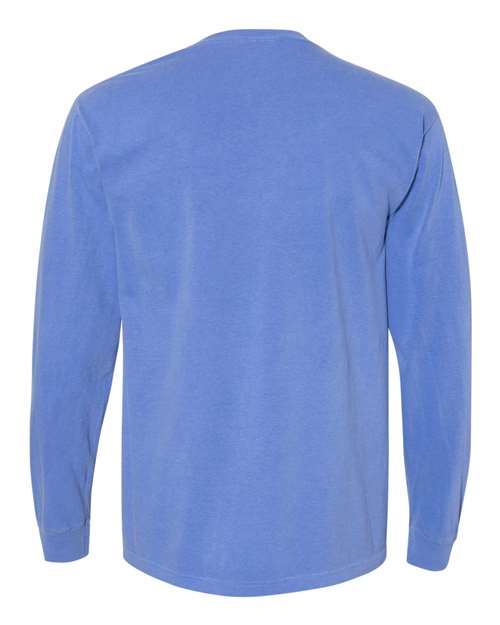 Comfort Colors 4410 Garment-Dyed Heavyweight Long Sleeve Pocket T-Shirt - Flo Blue - back