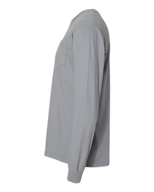 Comfort Colors 4410 Garment-Dyed Heavyweight Long Sleeve Pocket T-Shirt - Granite - side