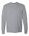 Comfort Colors 4410 Garment-Dyed Heavyweight Long Sleeve Pocket T-Shirt - Granite - front