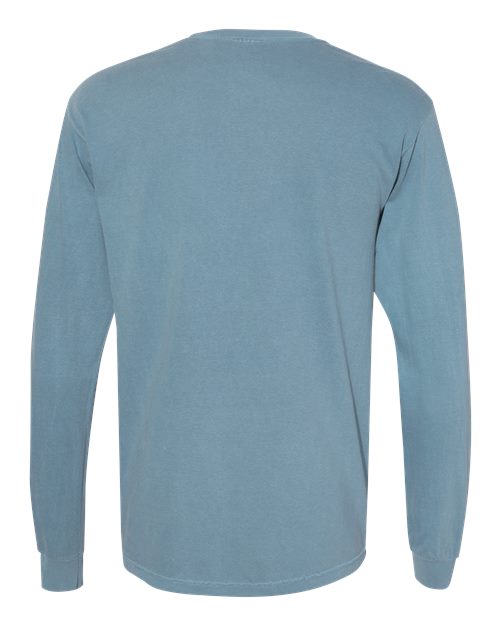 Comfort Colors 4410 Garment-Dyed Heavyweight Long Sleeve Pocket T-Shirt - Ice Blue - back