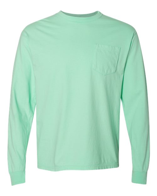Comfort Colors 4410 Garment-Dyed Heavyweight Long Sleeve Pocket T-Shirt - Island Reef - front
