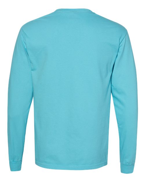 Comfort Colors 4410 Garment-Dyed Heavyweight Long Sleeve Pocket T-Shirt - Lagoon - back