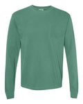 Comfort Colors 4410 Garment-Dyed Heavyweight Long Sleeve Pocket T-Shirt - Light Green - front