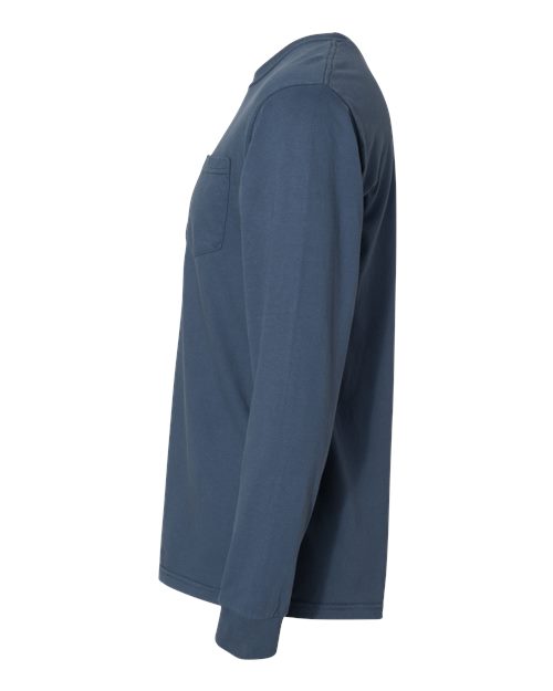 Comfort Colors 4410 Garment-Dyed Heavyweight Long Sleeve Pocket T-Shirt - Midnight - side