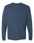 Comfort Colors 4410 Garment-Dyed Heavyweight Long Sleeve Pocket T-Shirt - Midnight - front