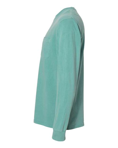 Comfort Colors 4410 Garment-Dyed Heavyweight Long Sleeve Pocket T-Shirt - Seafoam - side