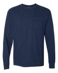 Comfort Colors 4410 Garment-Dyed Heavyweight Long Sleeve Pocket T-Shirt - True Navy - front