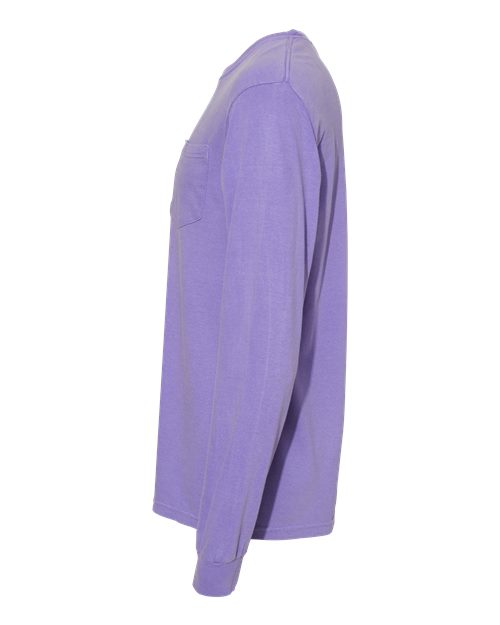 Comfort Colors 4410 Garment-Dyed Heavyweight Long Sleeve Pocket T-Shirt - Violet - side