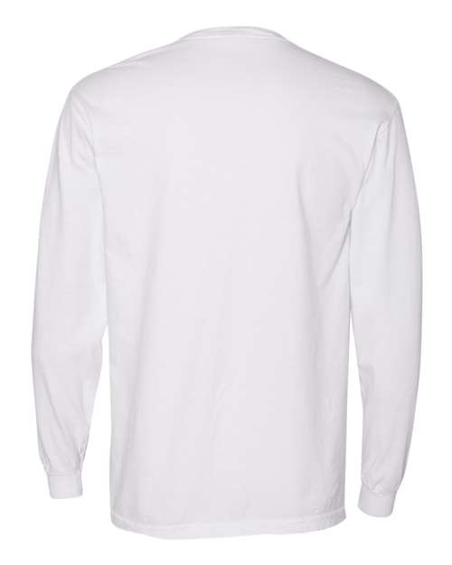 Comfort Colors 4410 Garment-Dyed Heavyweight Long Sleeve Pocket T-Shirt - White - back