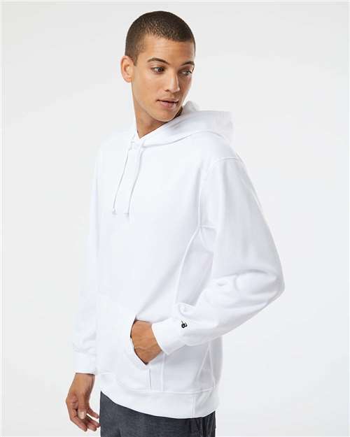 Badger 1454 Performance Fleece Hooded Sweatshirt - White - model side