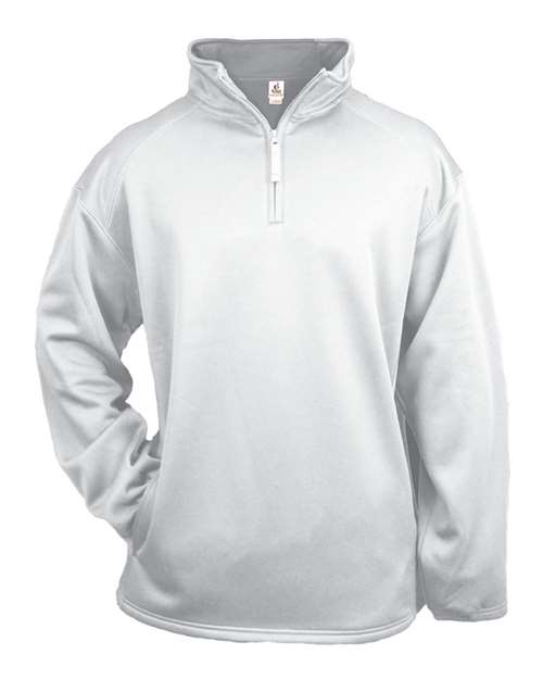 Badger 1480 Men's Performance Quarter-Zip Pullover - White - front