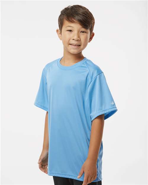 Badger 2120 Youth B-Core T-Shirt - Columbia Blue - model side