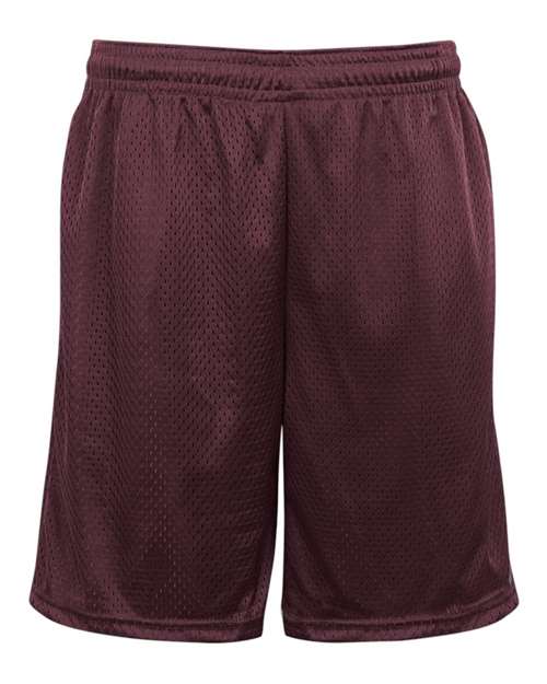 Badger 7219 Men's Pro Mesh 9" Shorts with Pockets - Maroon - front