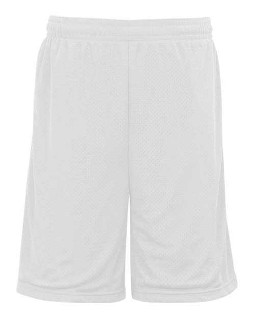 Badger 7219 Men's Pro Mesh 9" Shorts with Pockets - White - front