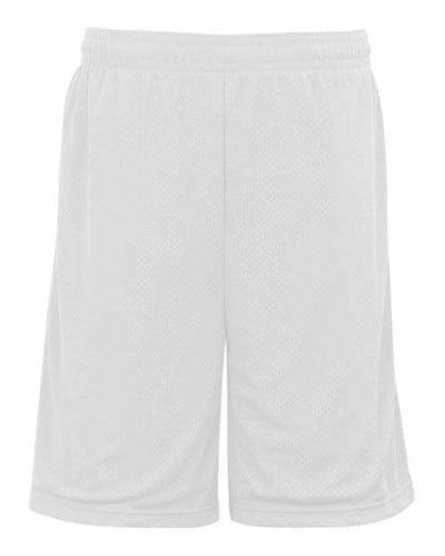 Badger 7219 Men's Pro Mesh 9" Shorts with Pockets - White - front