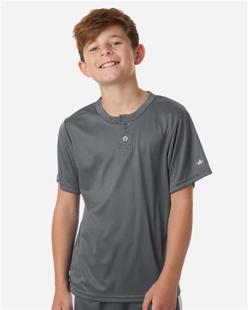 Alleson Athletic 2930 Youth B-Core Placket Jersey - Graphite - model front