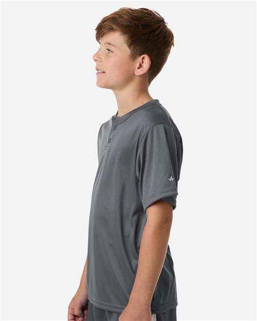 Alleson Athletic 2930 Youth B-Core Placket Jersey - Graphite - model side