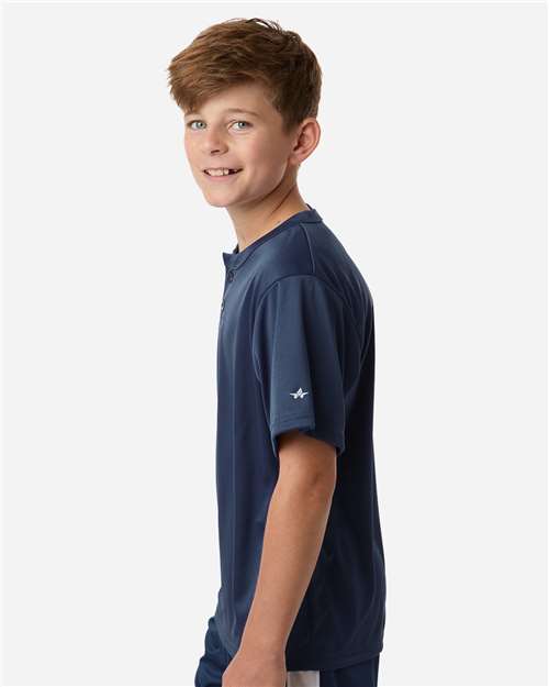 Alleson Athletic 2930 Youth B-Core Placket Jersey - Navy - model side