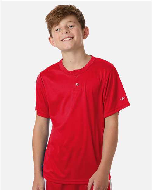 Alleson Athletic 2930 Youth B-Core Placket Jersey - Red - model front