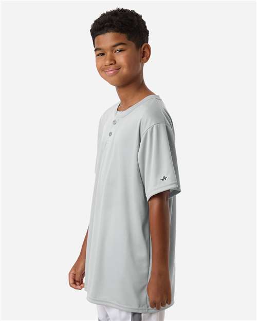 Alleson Athletic 2930 Youth B-Core Placket Jersey - Silver - model side