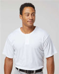 Alleson Athletic 7930 Men's B-Core Placket Jersey - White - model front