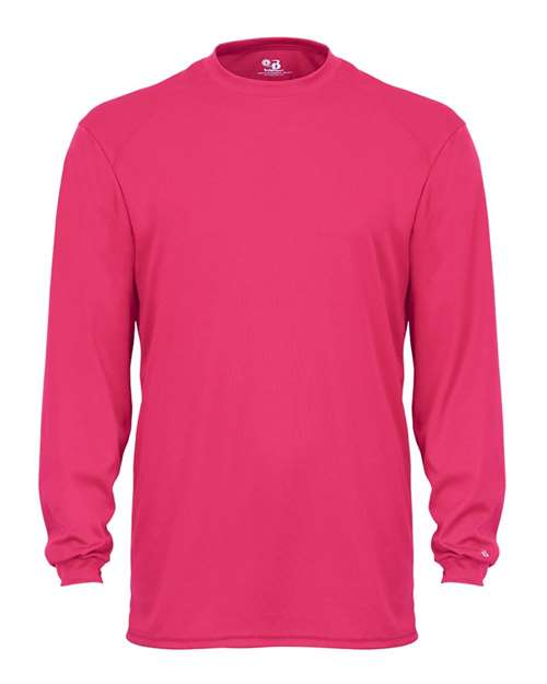 Badger 4104 Unisex B-Core Long Sleeve T-Shirt - Hot Pink - front