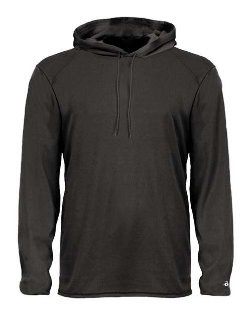 Badger 4105 Unisex B-Core Hooded Long Sleeve T-Shirt - Black - front
