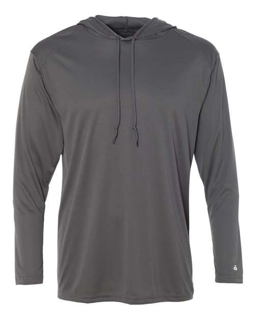 Badger 4105 Unisex B-Core Hooded Long Sleeve T-Shirt - Graphite - front