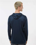 Badger 4105 Unisex B-Core Hooded Long Sleeve T-Shirt - Navy - model back
