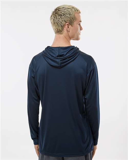 Badger 4105 Unisex B-Core Hooded Long Sleeve T-Shirt - Navy - model back