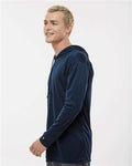 Badger 4105 Unisex B-Core Hooded Long Sleeve T-Shirt - Navy - model side