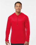 Badger 4105 Unisex B-Core Hooded Long Sleeve T-Shirt - Red - model front