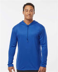 Badger 4105 Unisex B-Core Hooded Long Sleeve T-Shirt - Royal - model front