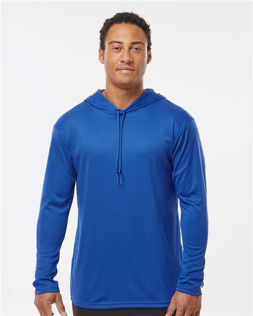 Badger 4105 Unisex B-Core Hooded Long Sleeve T-Shirt - Royal - model front