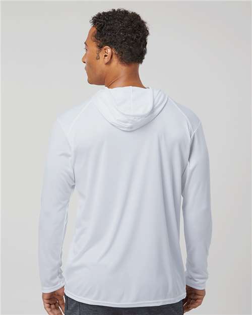 Badger 4105 Unisex B-Core Hooded Long Sleeve T-Shirt - White - model back
