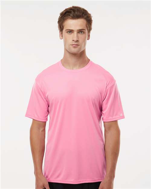 Badger 4120 Men's B-Core Sport Shoulders T-Shirt - Pink - model front