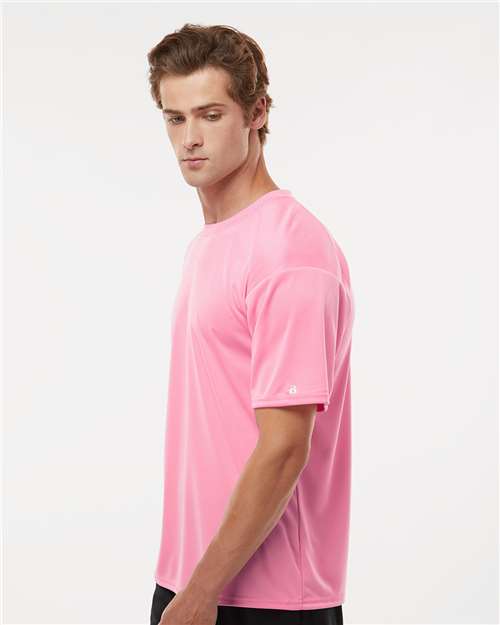 Badger 4120 Men's B-Core Sport Shoulders T-Shirt - Pink - model side