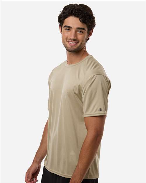 Badger 4120 Men's B-Core Sport Shoulders T-Shirt - Sand - model side