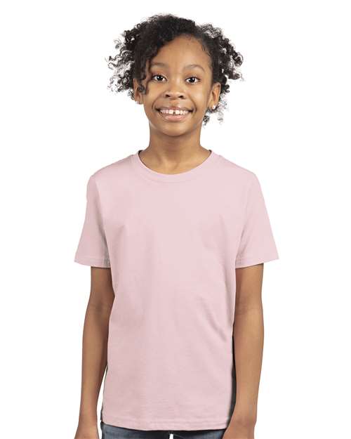 Next Level 3310 Youth Cotton T-Shirt - Light Pink - model front