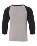 Next Level 3352 Youth CVC Three-Quarter Sleeve Raglan T-Shirt - Black Sleeves/ Dark Heather Grey Body - back