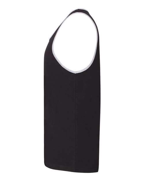 Next Level 3633 Men's Cotton Muscle Tank - Black/ Heather Grey - side
