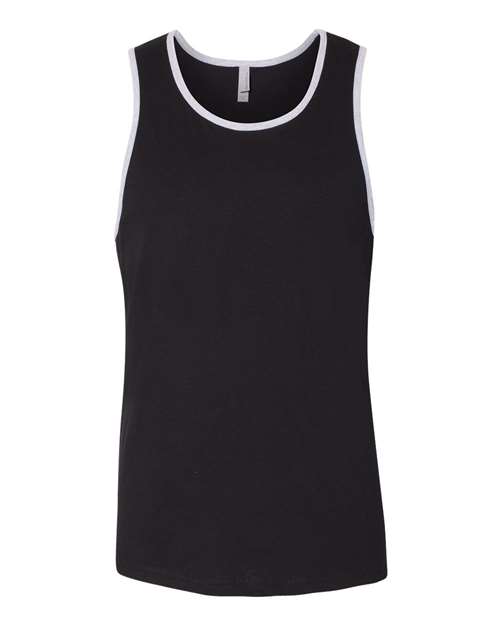 Next Level 3633 Men's Cotton Muscle Tank - Black/ Heather Grey - front