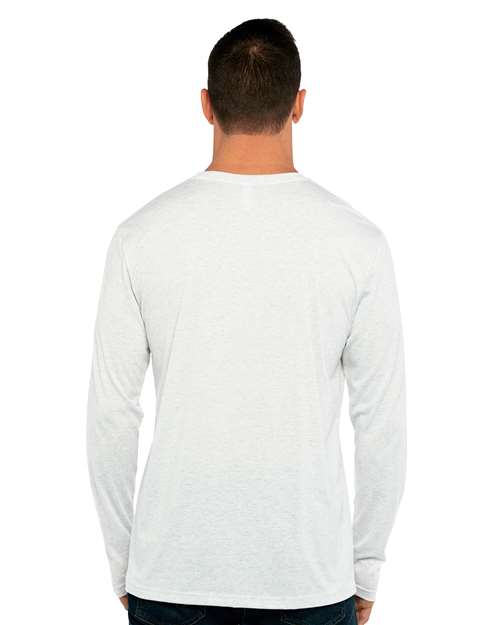 Next Level 6071 Men's Triblend Long Sleeve T-Shirt - Heather White - model back