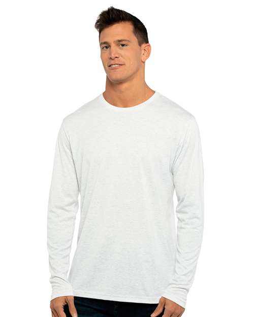 Next Level 6071 Men's Triblend Long Sleeve T-Shirt - Heather White - model front