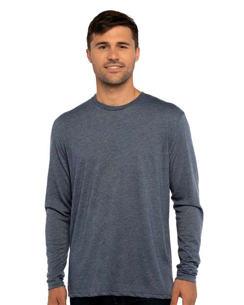 Next Level 6071 Men's Triblend Long Sleeve T-Shirt - Indigo - model front