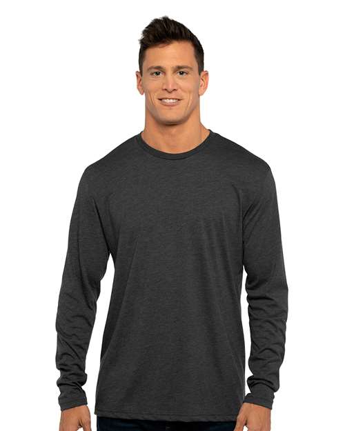 Next Level 6071 Men's Triblend Long Sleeve T-Shirt - Vintage Black - model front