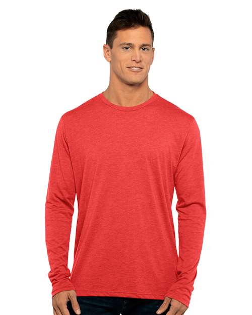 Next Level 6071 Men's Triblend Long Sleeve T-Shirt - Vintage Red - model front