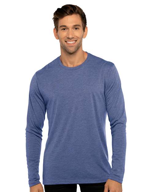 Next Level 6071 Men's Triblend Long Sleeve T-Shirt - Vintage Royal - model front