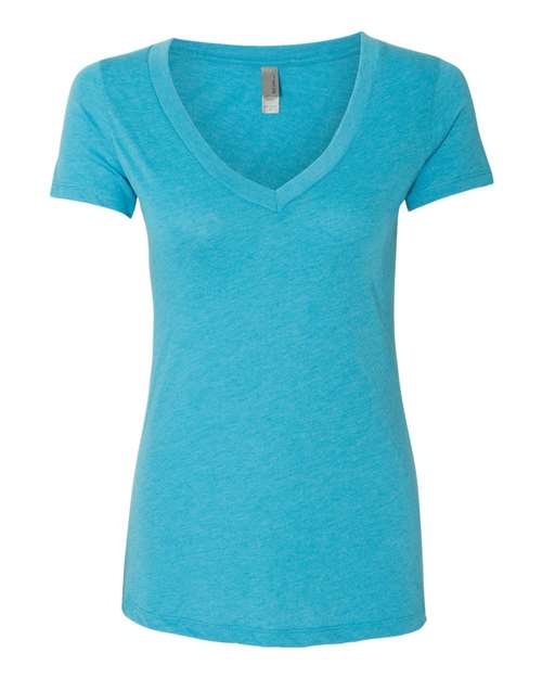 Next Level 6740 Women’s Triblend Deep V-Neck T-Shirt - Vintage Turquoise - front
