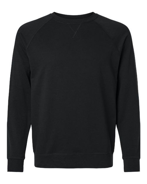 Next Level 9000 Unisex Laguna Raglan Crewneck Sweatshirt - Black - front